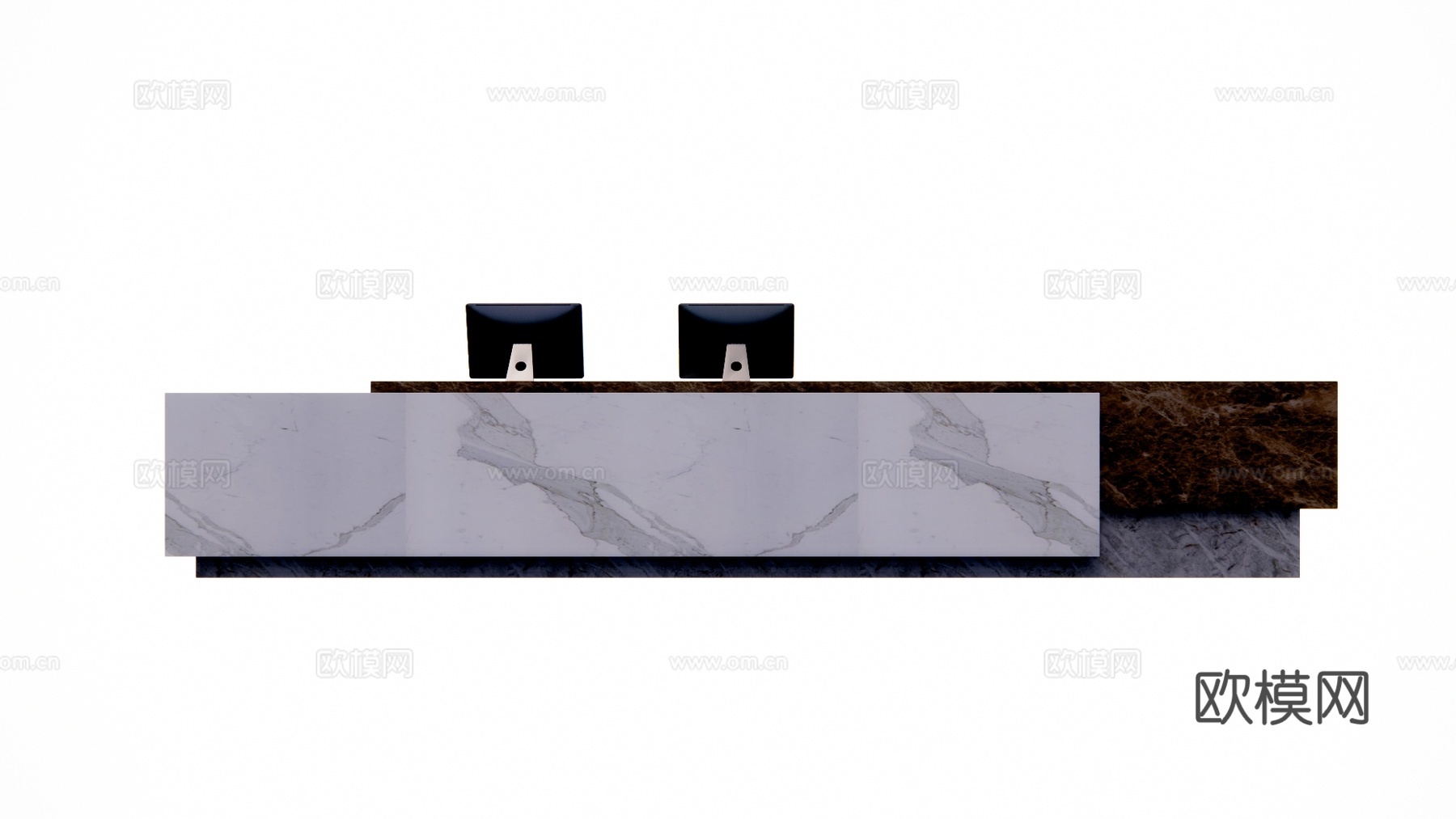 酒店前台 办公空间 展厅 大厅 电脑 办公 前台su模型