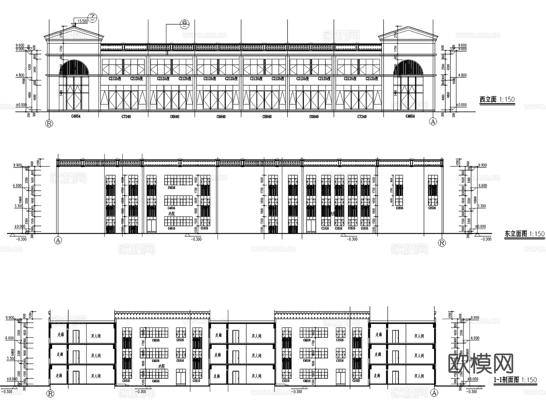 养老院敬老院老年活动中心建筑CAD施工图集 35套cad施工图