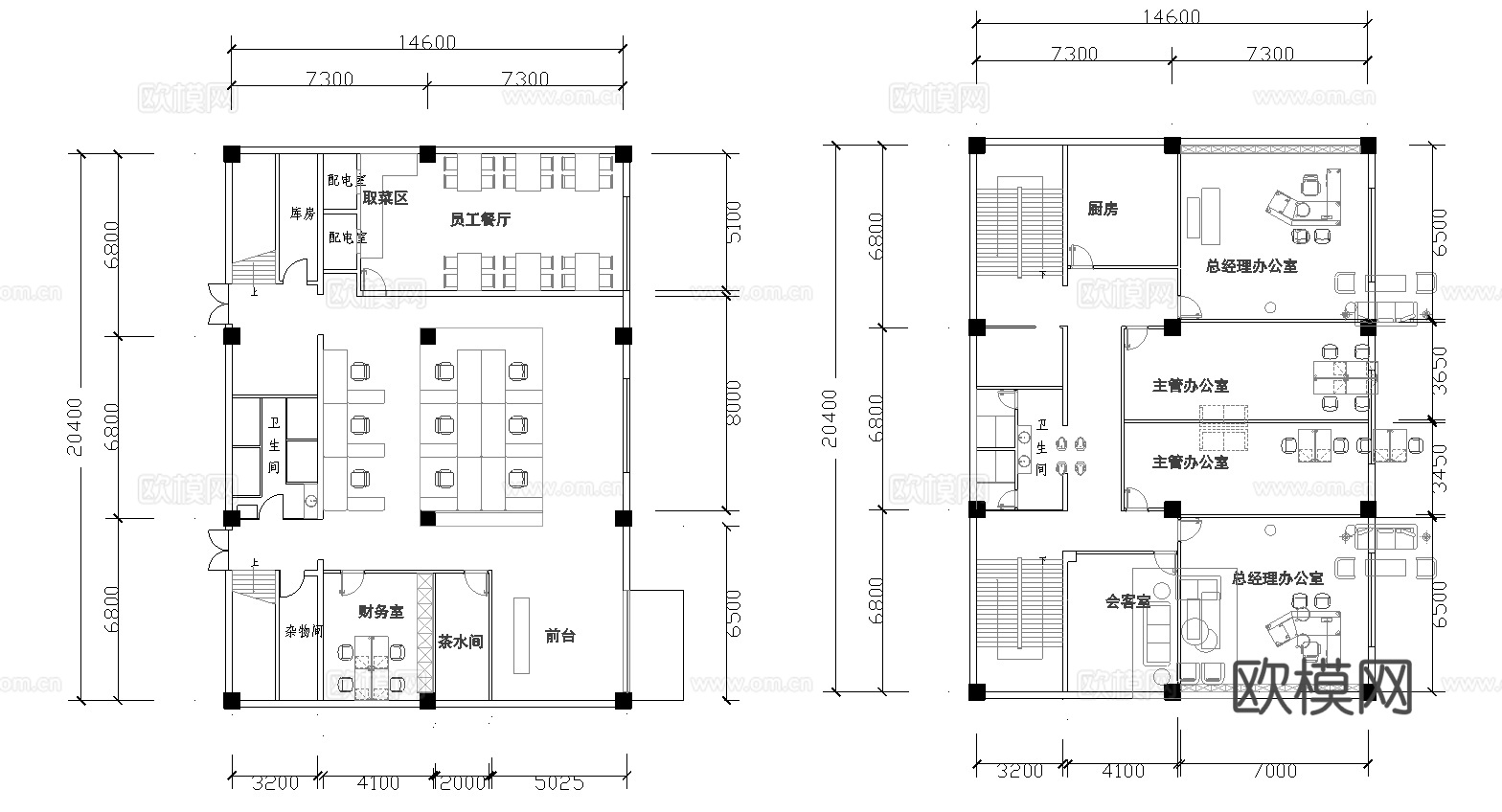 公司办公室 最新平面施工图cad施工图