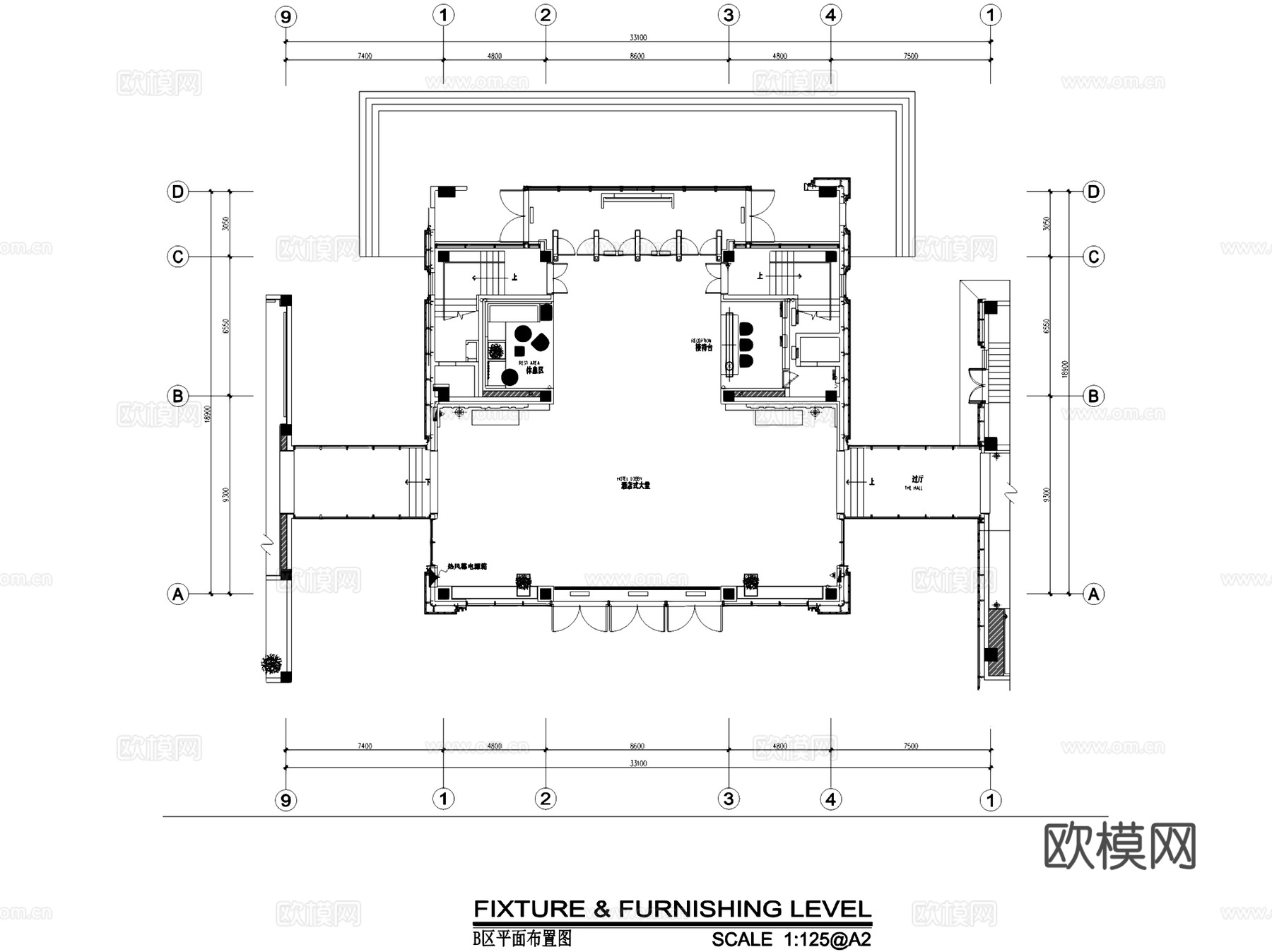 华润沈阳长安桥东销售中心售楼处酒店大堂室内工装CAD施工图cad施工图