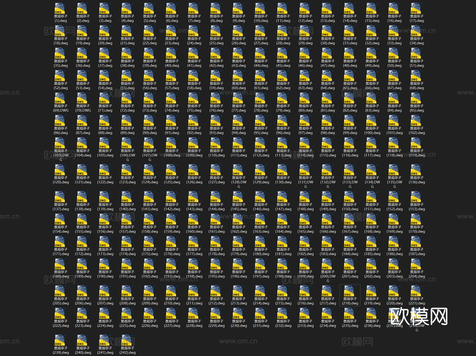 园林景观亭子廊架节点大样CAD施工图集 240套cad施工图