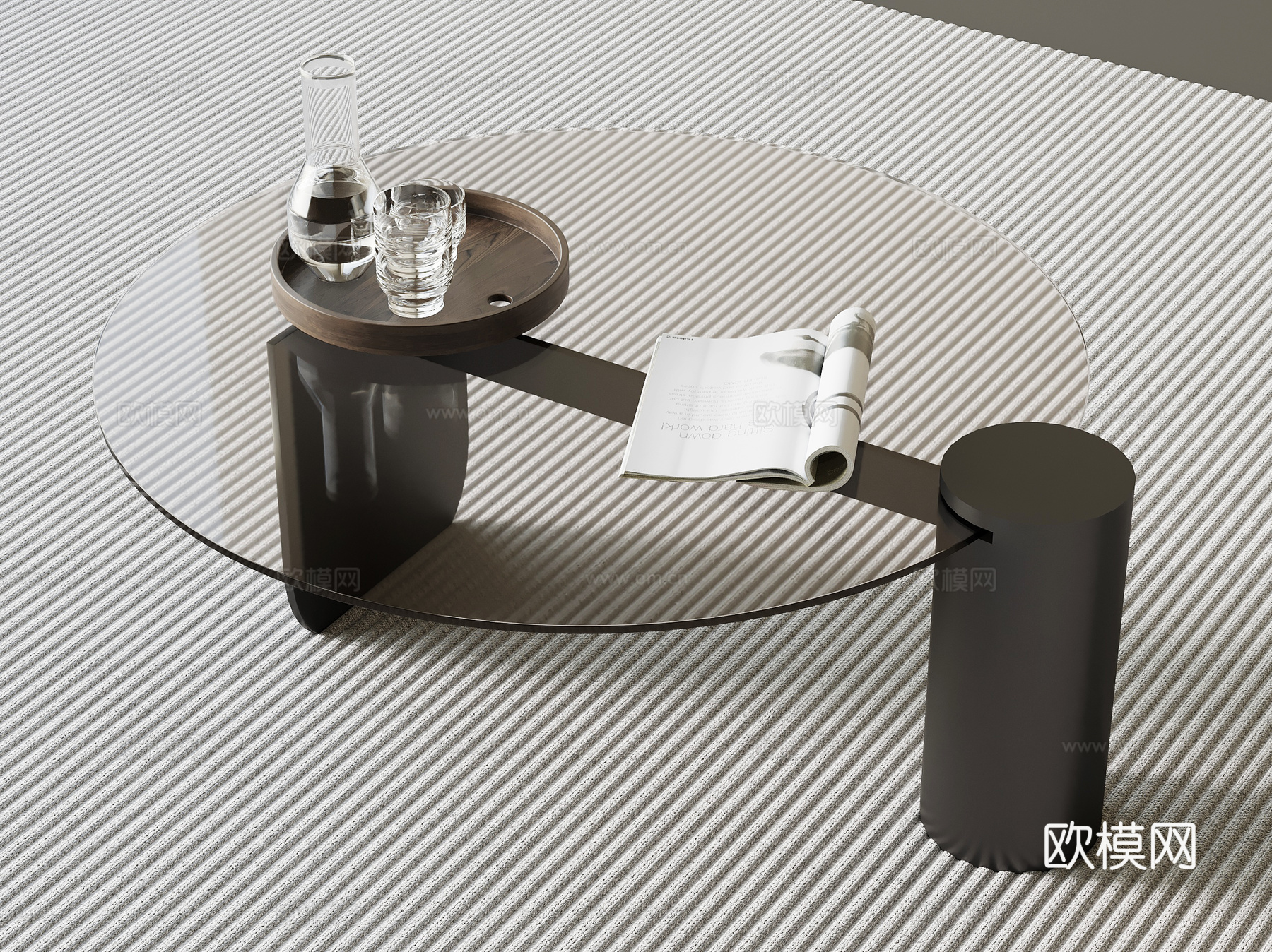 现代意式茶几su模型