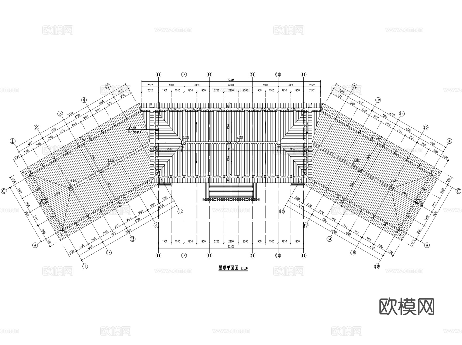村委会党群服务中心建筑结构水电CAD施工图cad施工图下载（渲染图5）