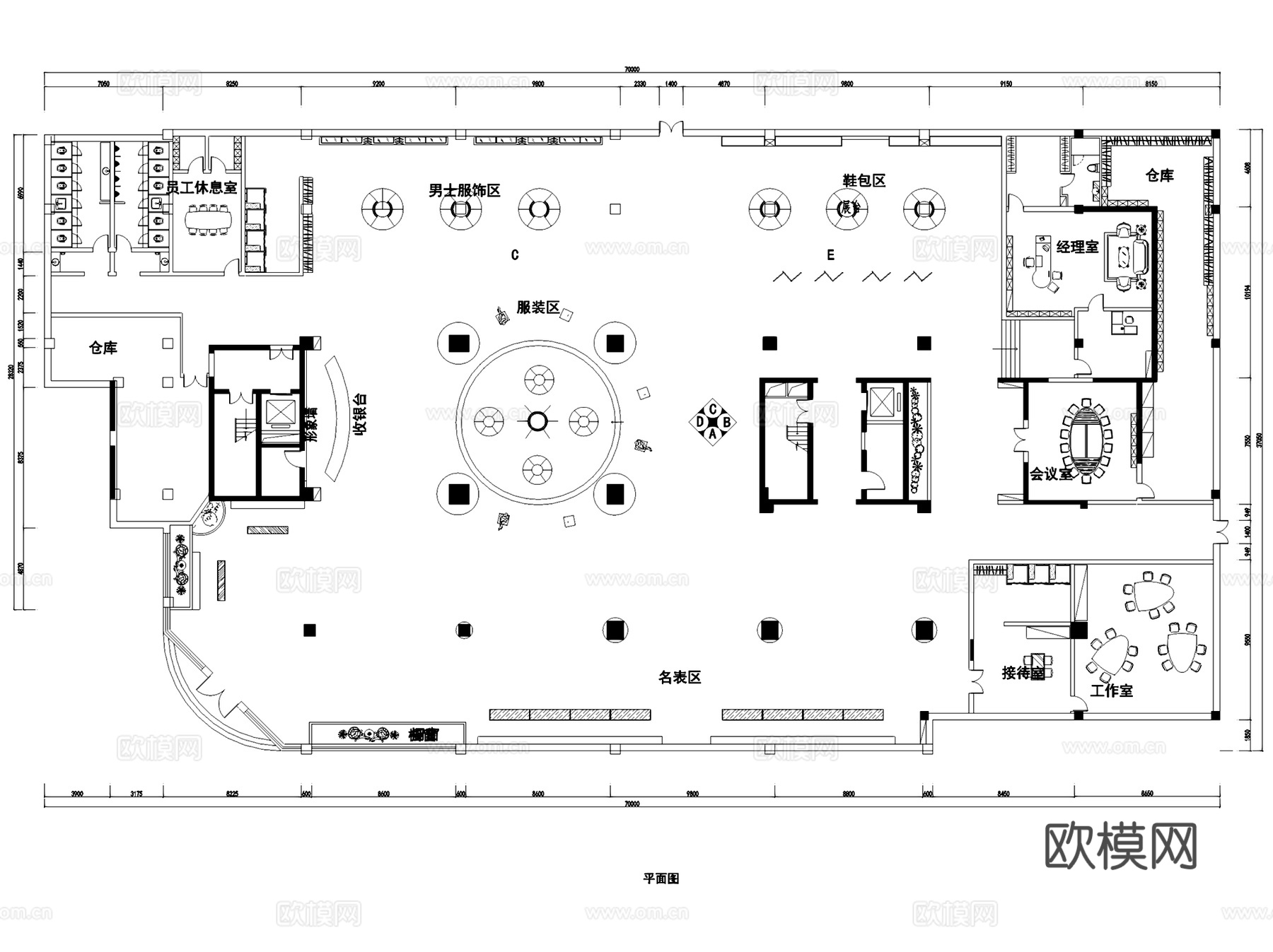 服装店服饰专卖店室内工装CAD施工图集 55套cad施工图