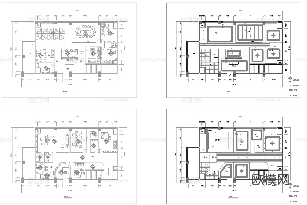 最新办公室平面施工图cad施工图