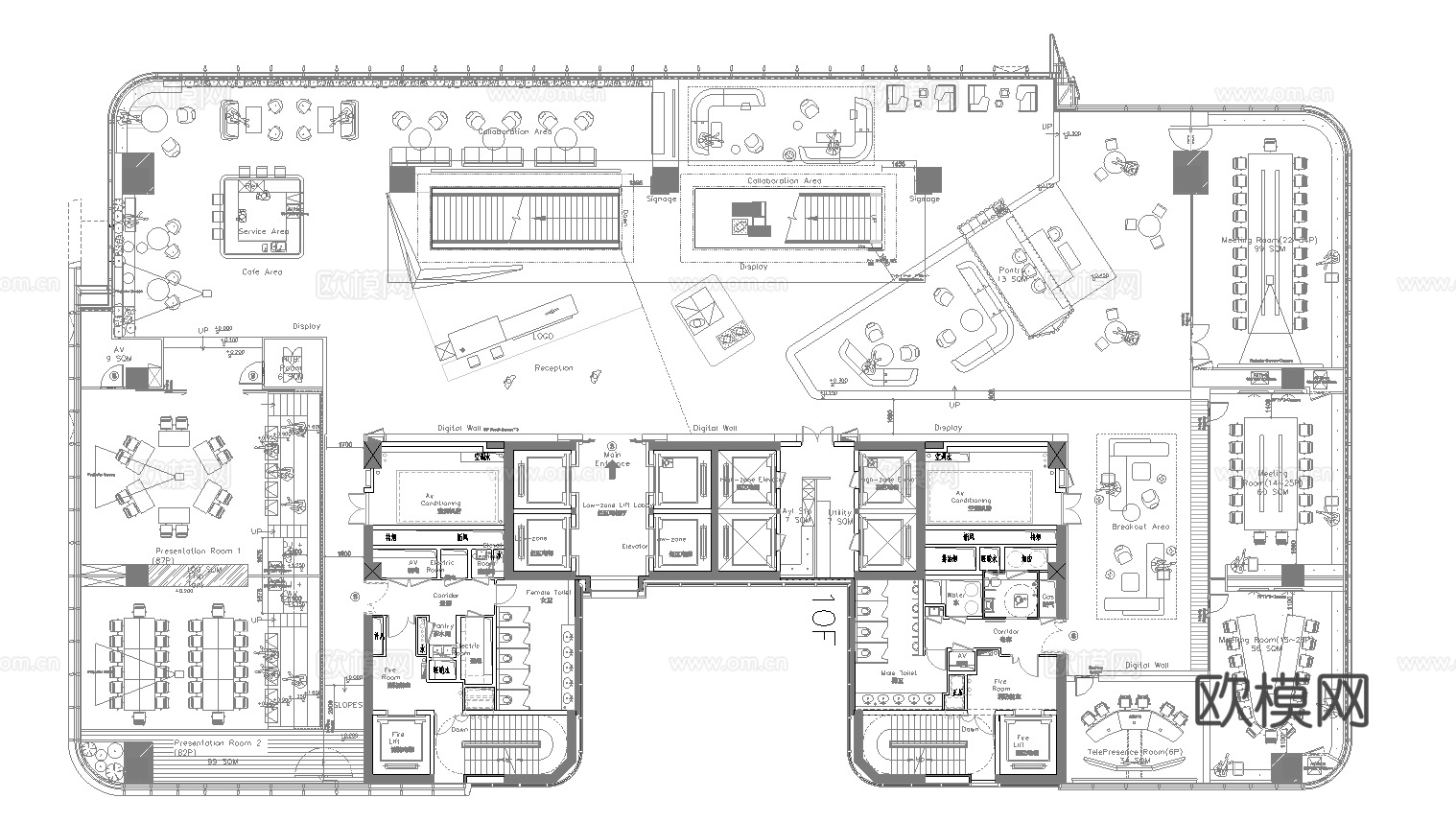 公司办公室  最新平面施工图合集cad施工图