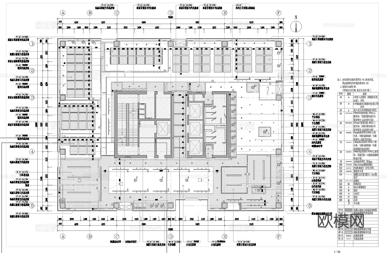 1000平办公室  最新平面施工图cad施工图