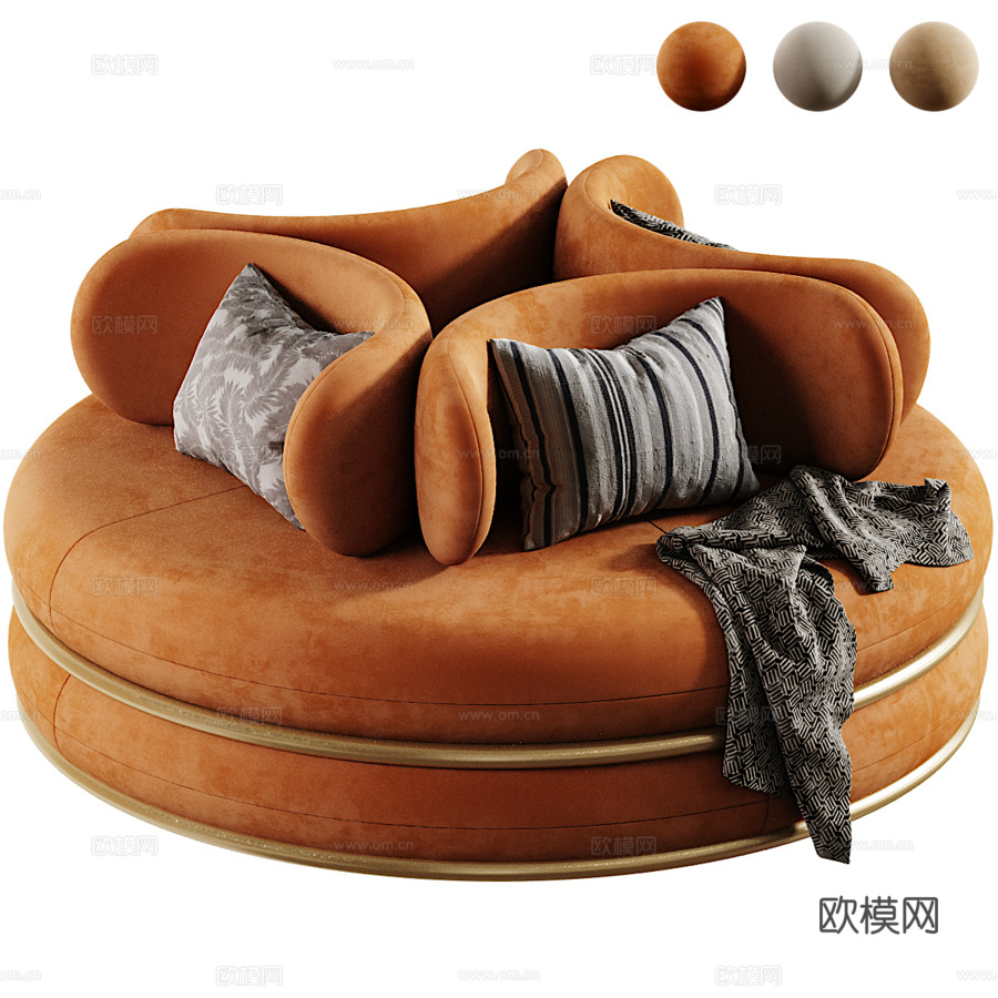 Verner Panton Easy天鹅绒沙发3d模型下载