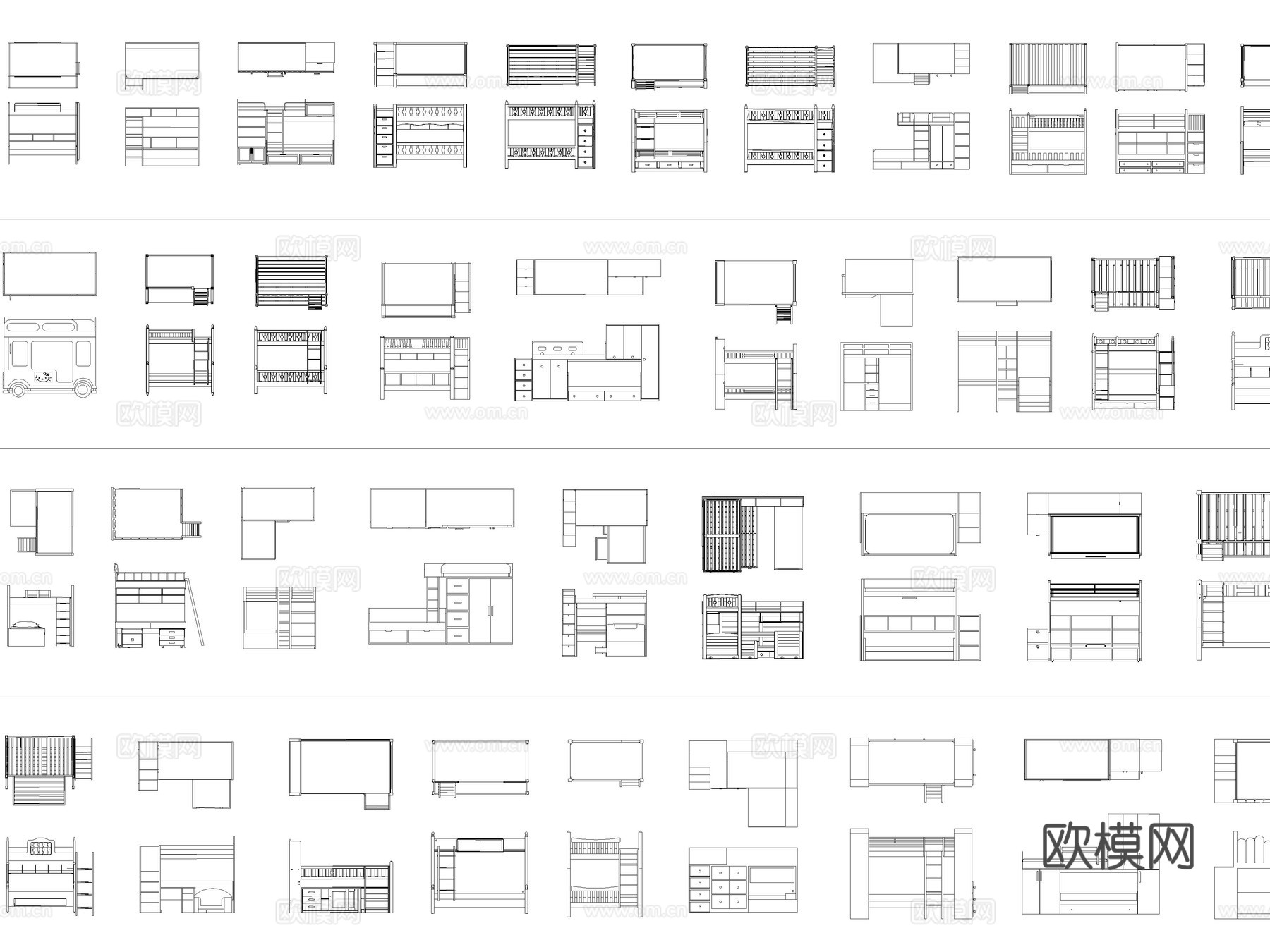2026年最新上下床双层床高低床CAD图库cad施工图cad施工图