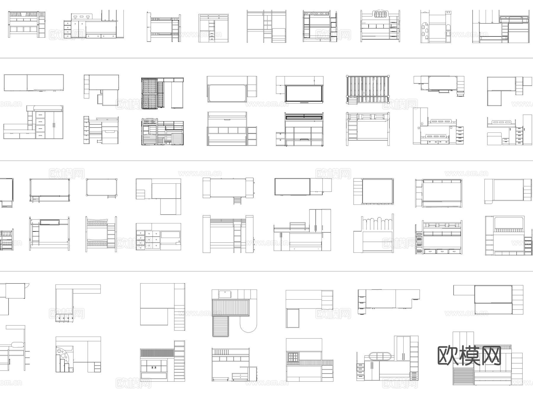 2026年最新上下床双层床高低床CAD图库cad施工图cad施工图