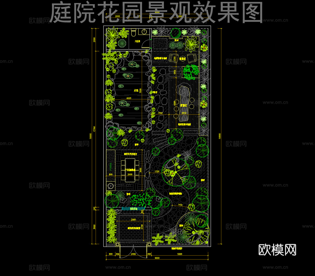 别墅庭院景观平面图cad施工图