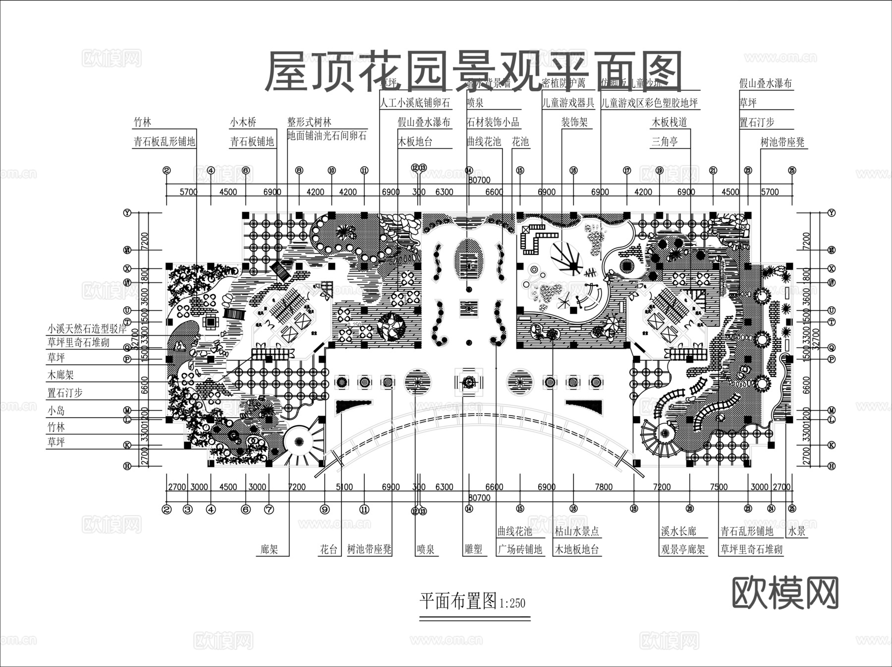 屋顶花园景观设计平面图cad施工图