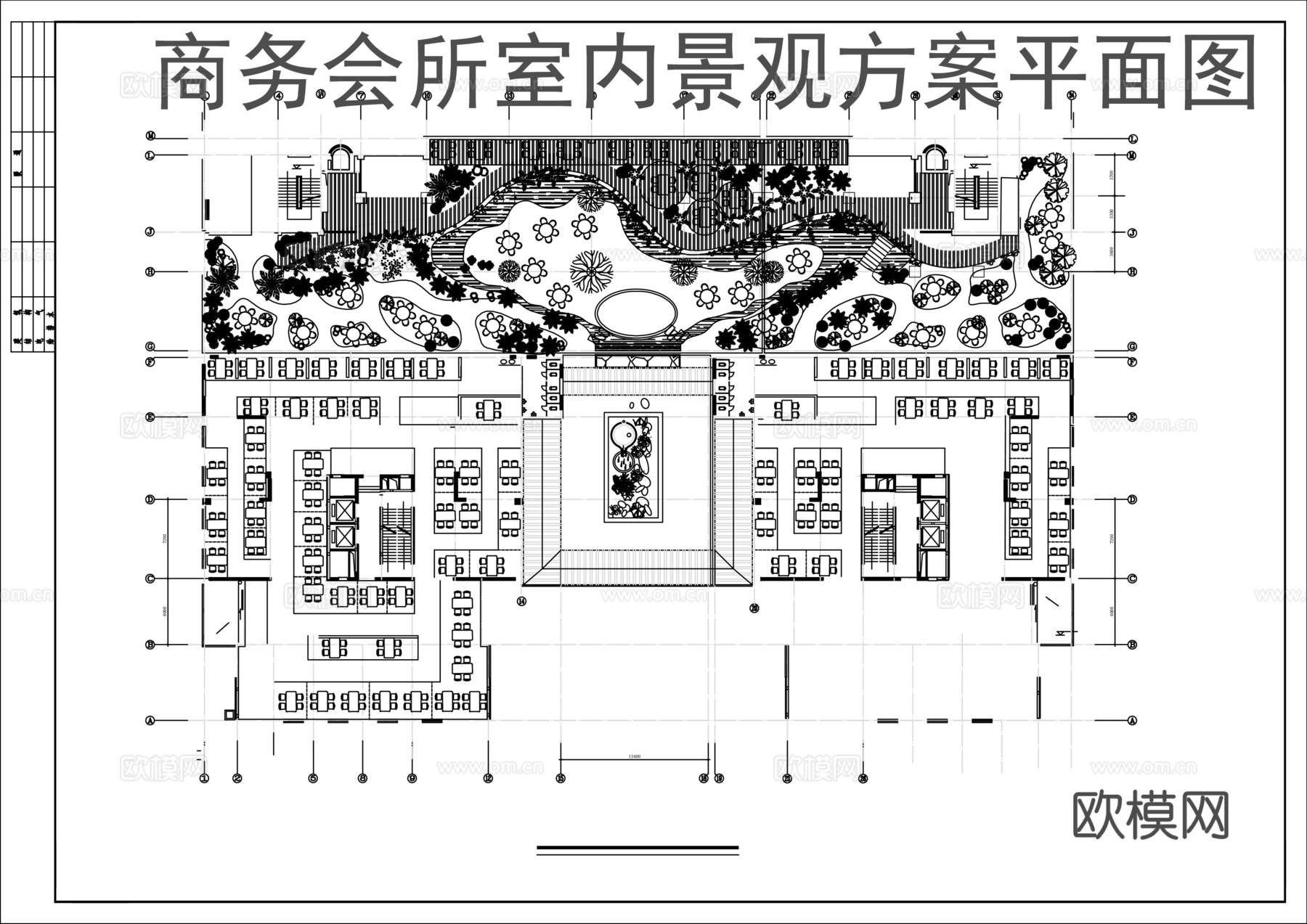 某商务会所室内景观方案cad施工图