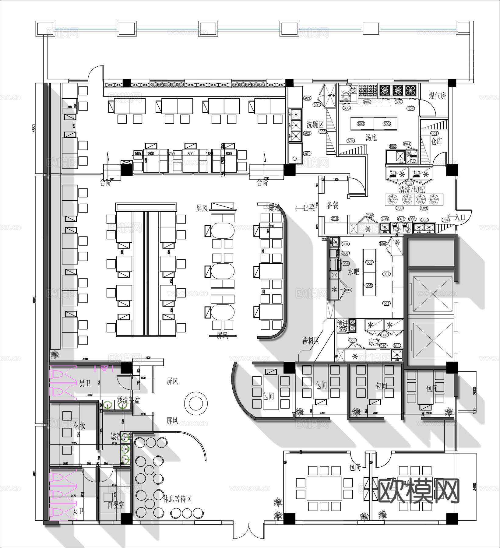 火锅烧烤店 最新全套施工图合集cad施工图