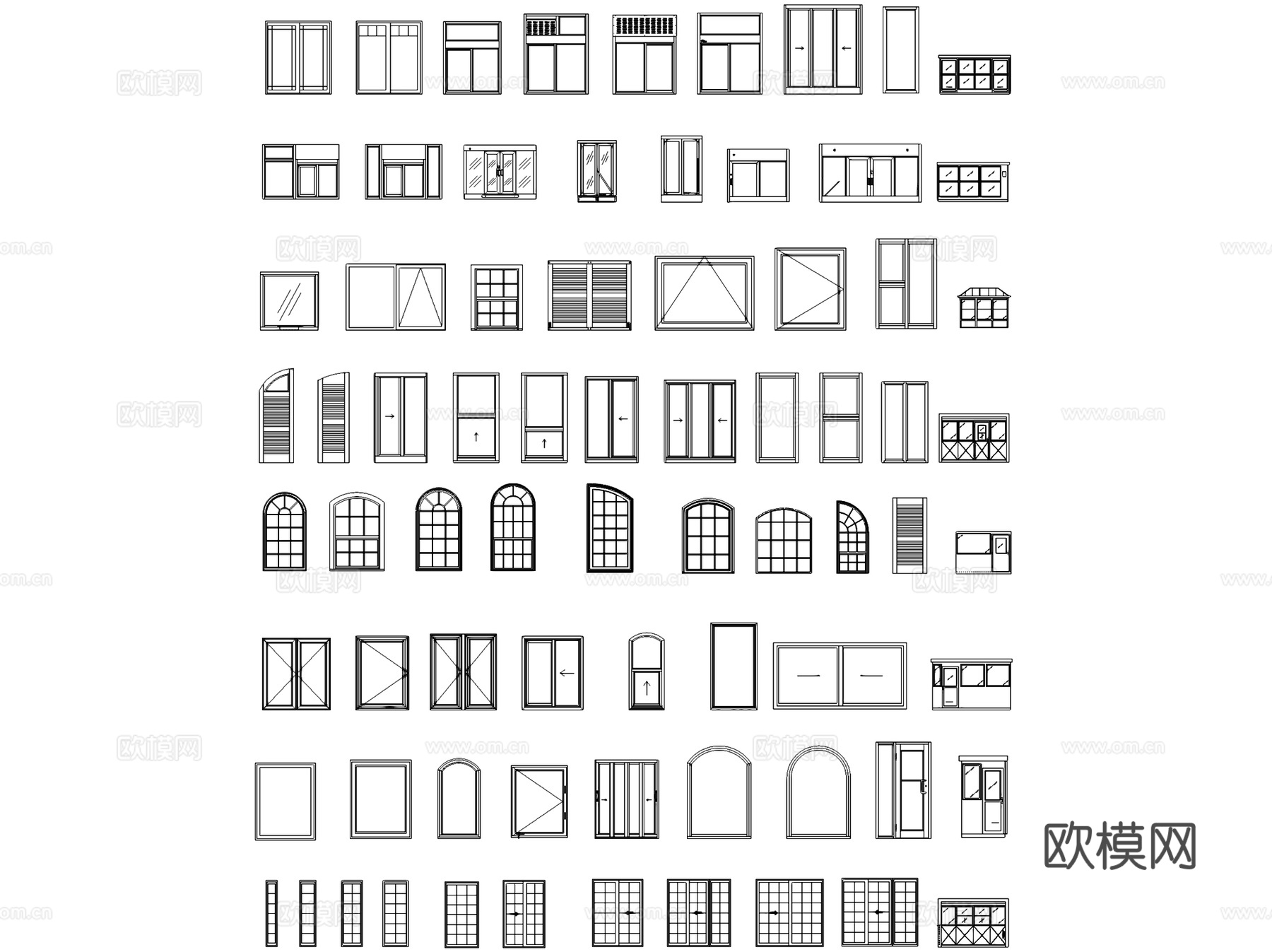 门窗样式平立面图块图库CAD施工图集cad施工图
