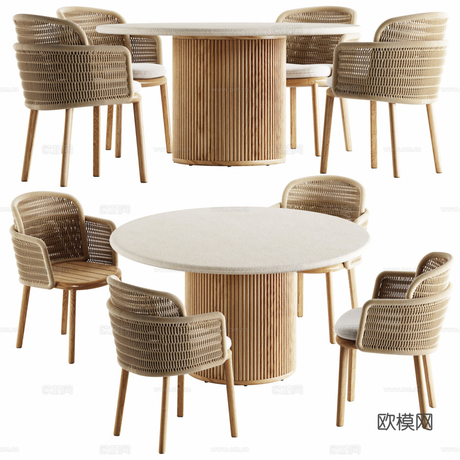 Tribu Otto餐桌与Suro扶手椅3d模型下载