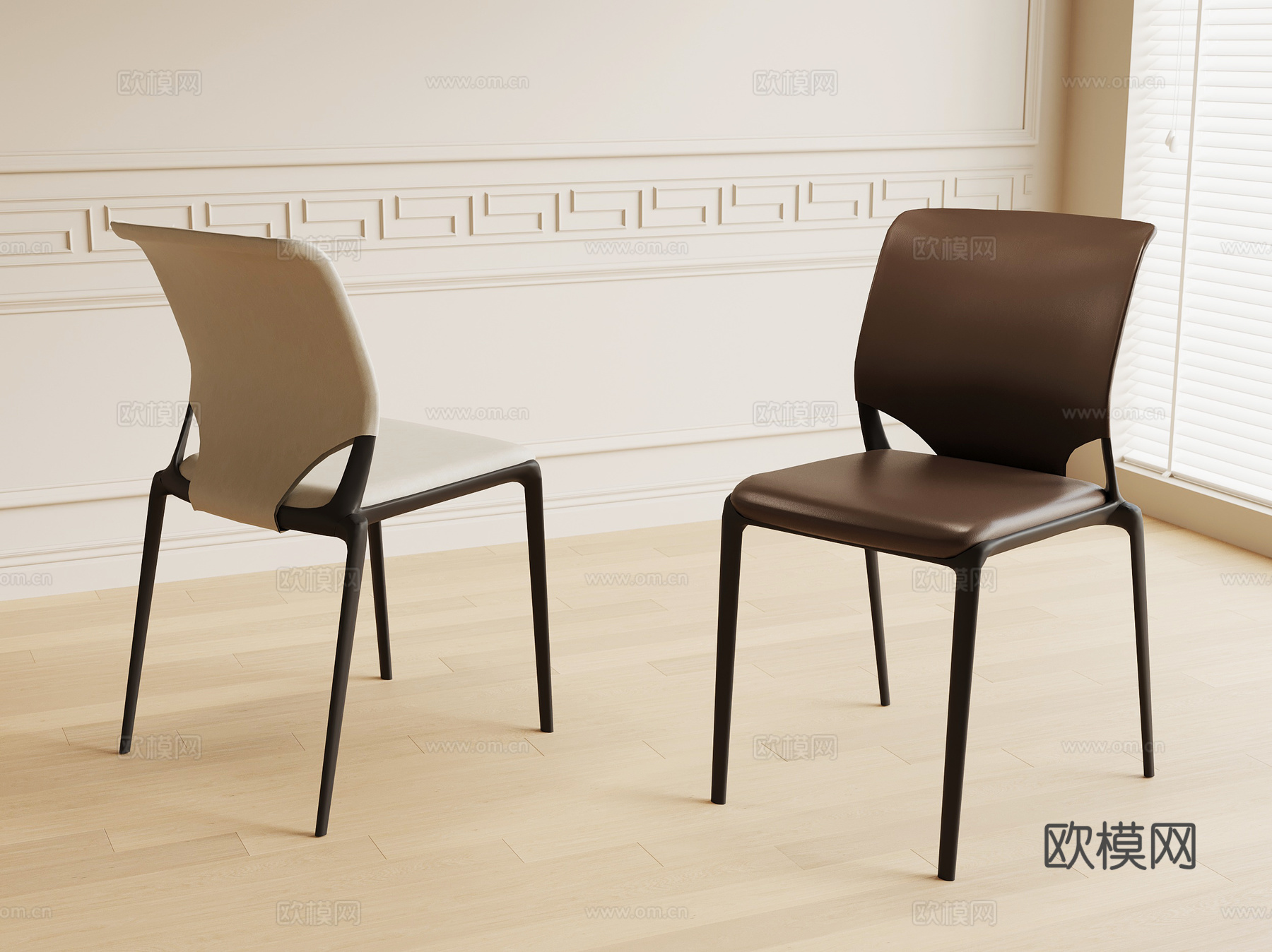 现代意式餐椅 单椅 椅子su模型