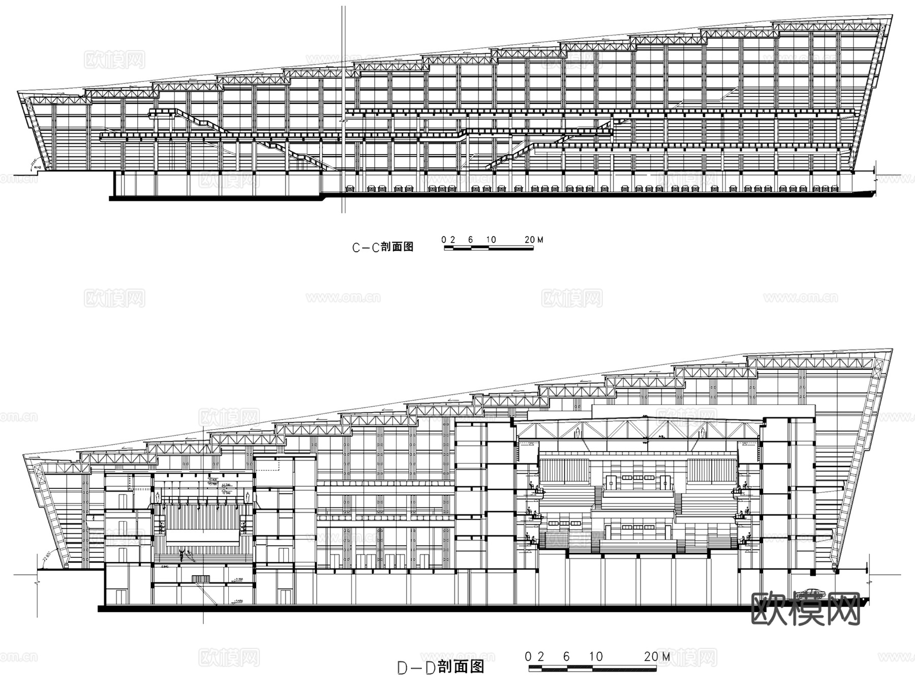 东莞市大剧院影剧场平立剖面建筑CAD施工图cad施工图