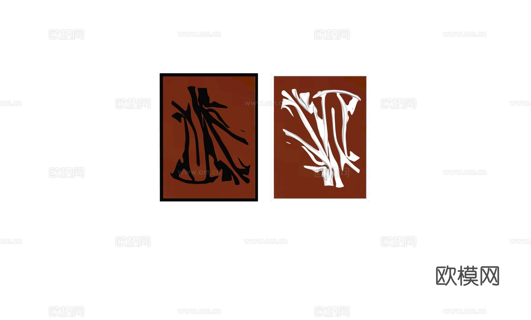 现代金属挂件画su模型