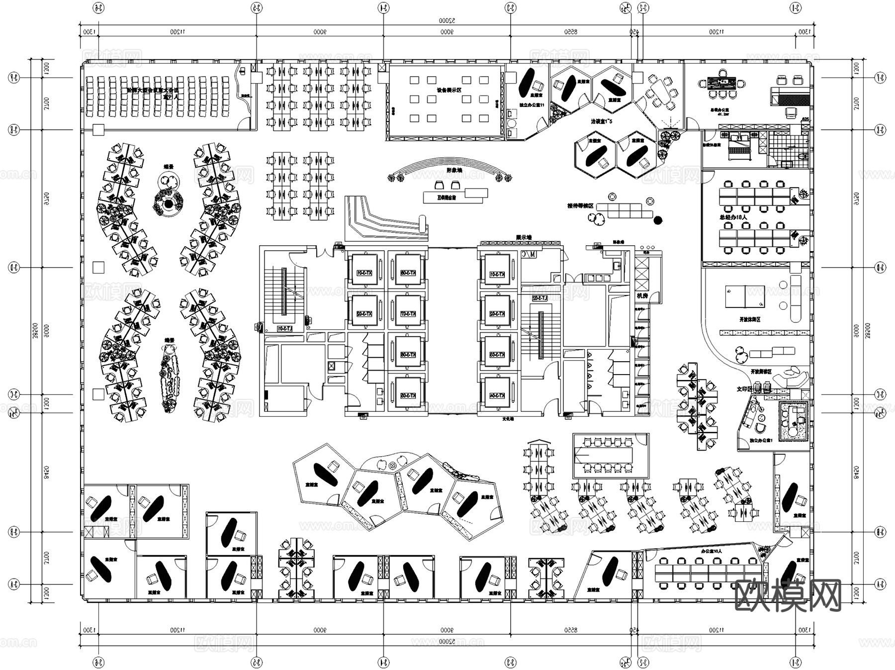 网红电商直播间室内工装平面图CAD施工图集 12套cad施工图