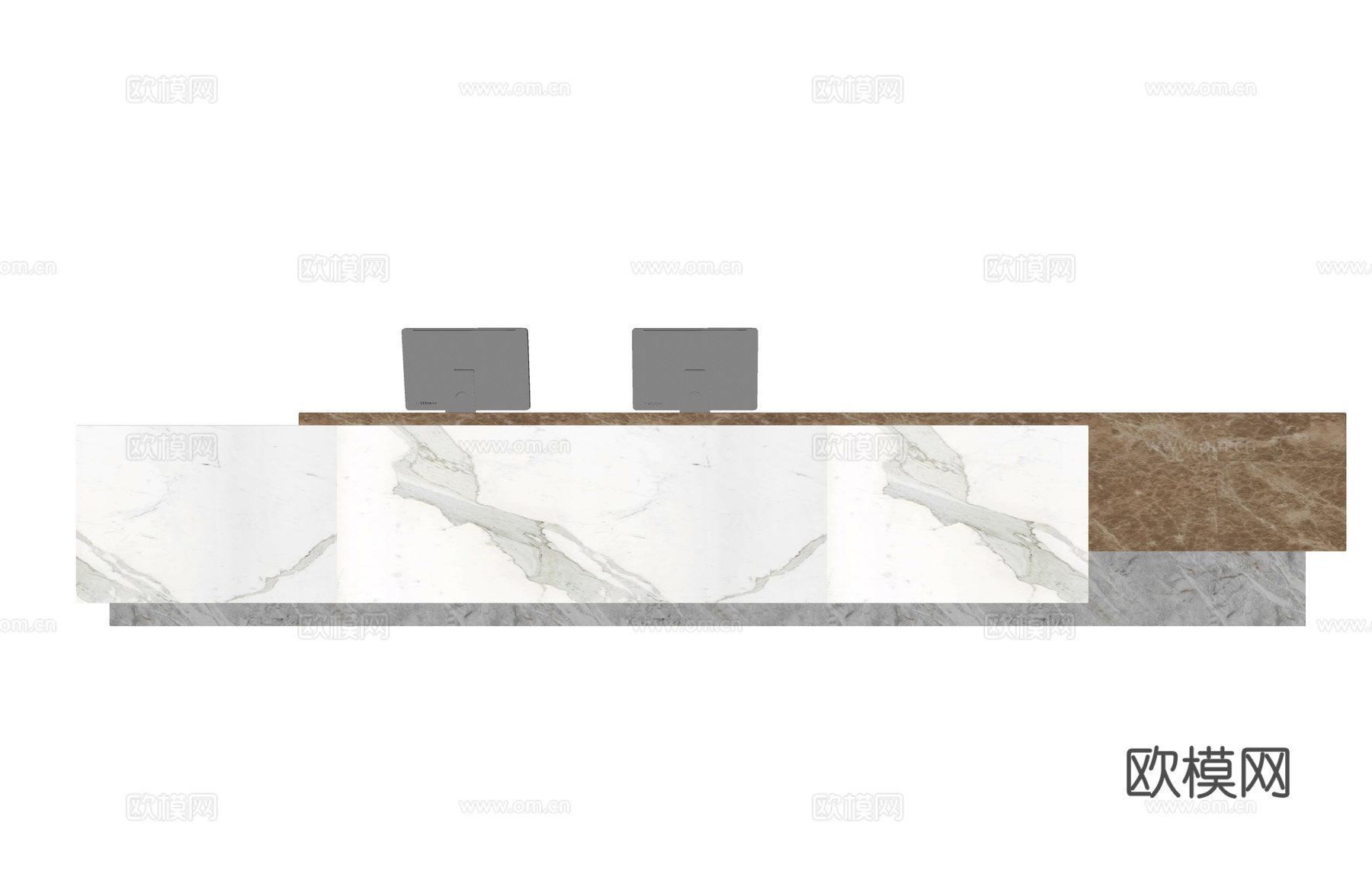 酒店前台 办公空间 展厅 大厅 电脑 办公 前台su模型