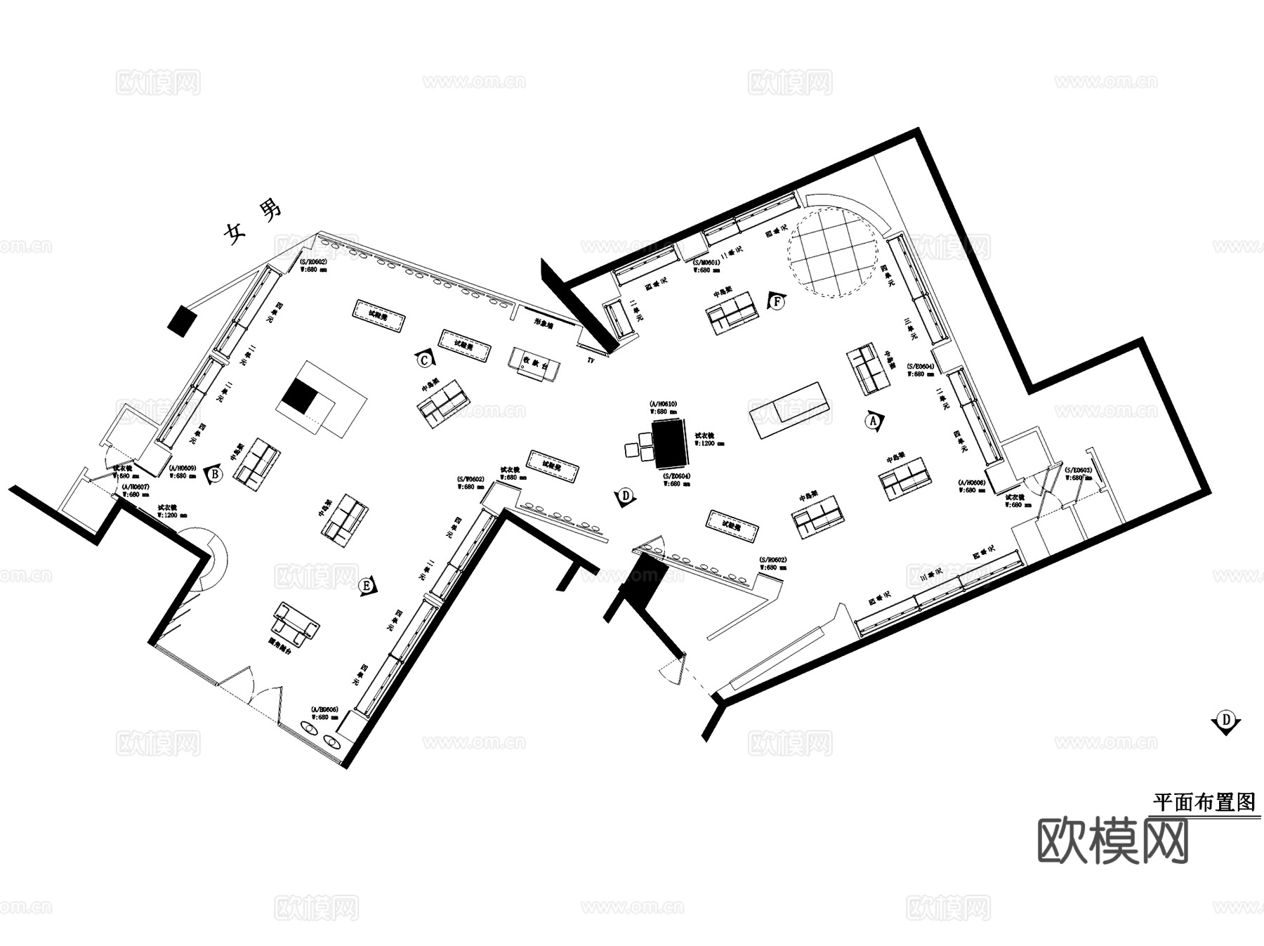 体育运动品牌服装店室内工装CAD施工图集 10套cad施工图