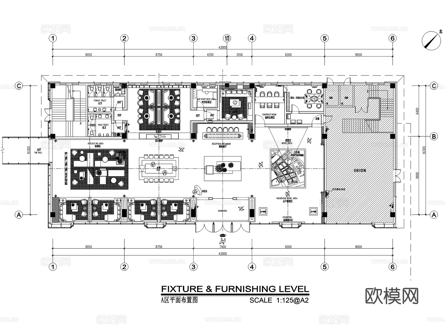 华润沈阳长安桥东销售中心售楼处酒店大堂室内工装CAD施工图cad施工图