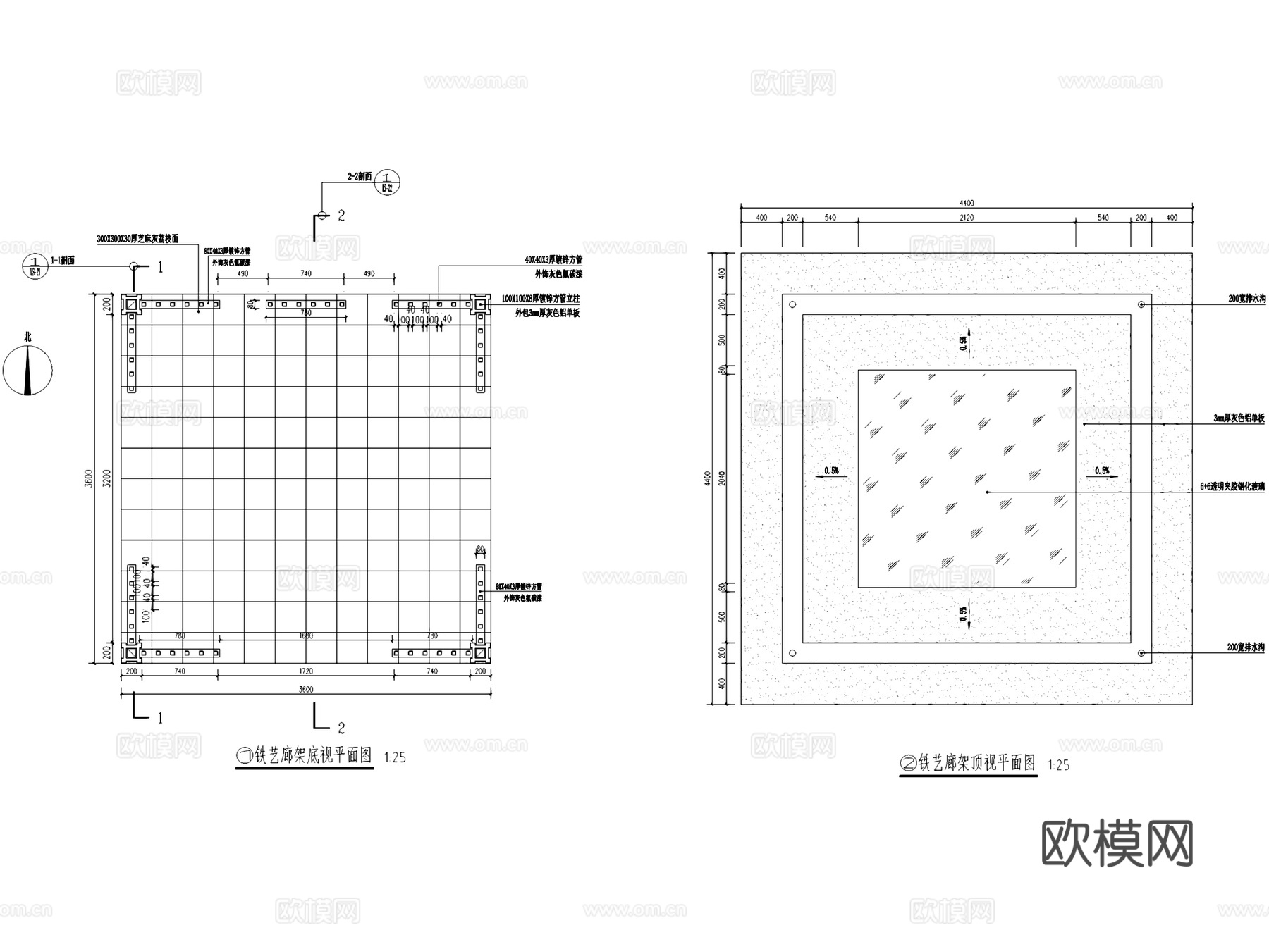 园林景观休闲廊架亭廊节点CAD施工图集 17套cad施工图