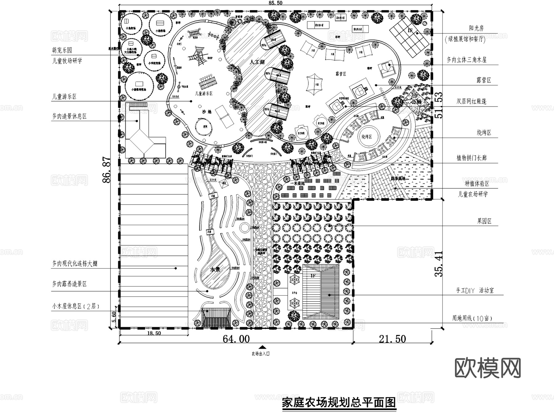 农业田园小镇观光园农庄景观平面图CAD施工图集 9套cad施工图