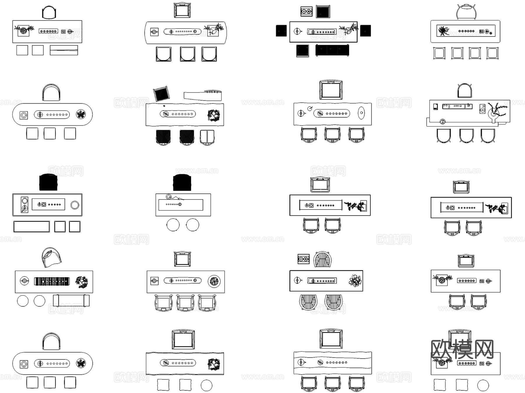 茶室泡茶桌椅茶台茶具图块图库CAD施工图集 10套cad施工图
