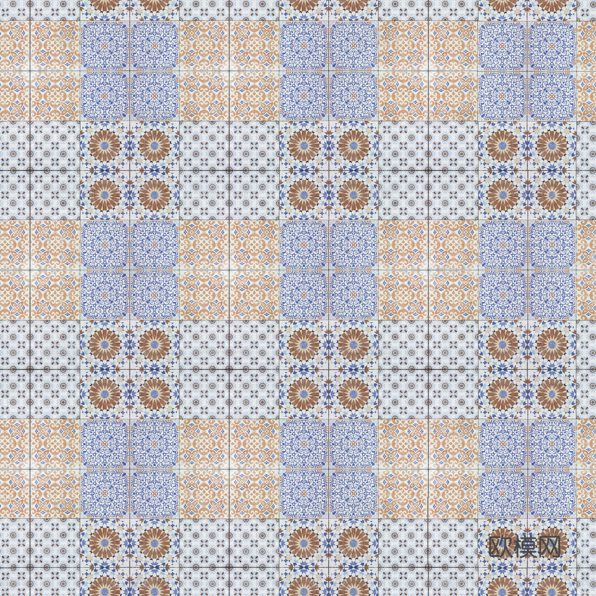 复古经典，民族风几何植物花纹图案花砖瓷砖174