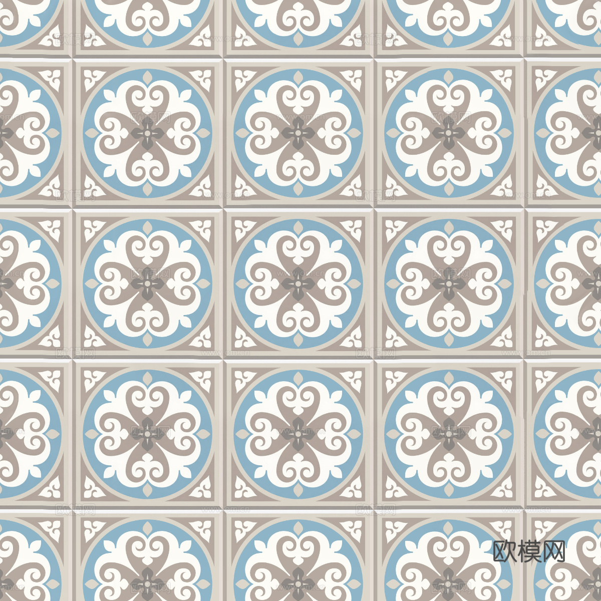 复古经典，民族风几何植物花纹图案花砖瓷砖104下载