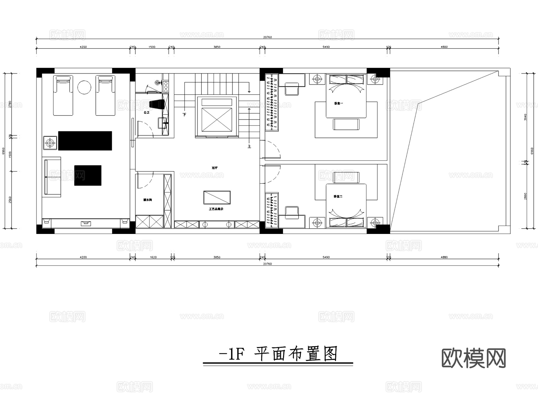中海九号公馆五层别墅室内家装CAD施工图cad施工图