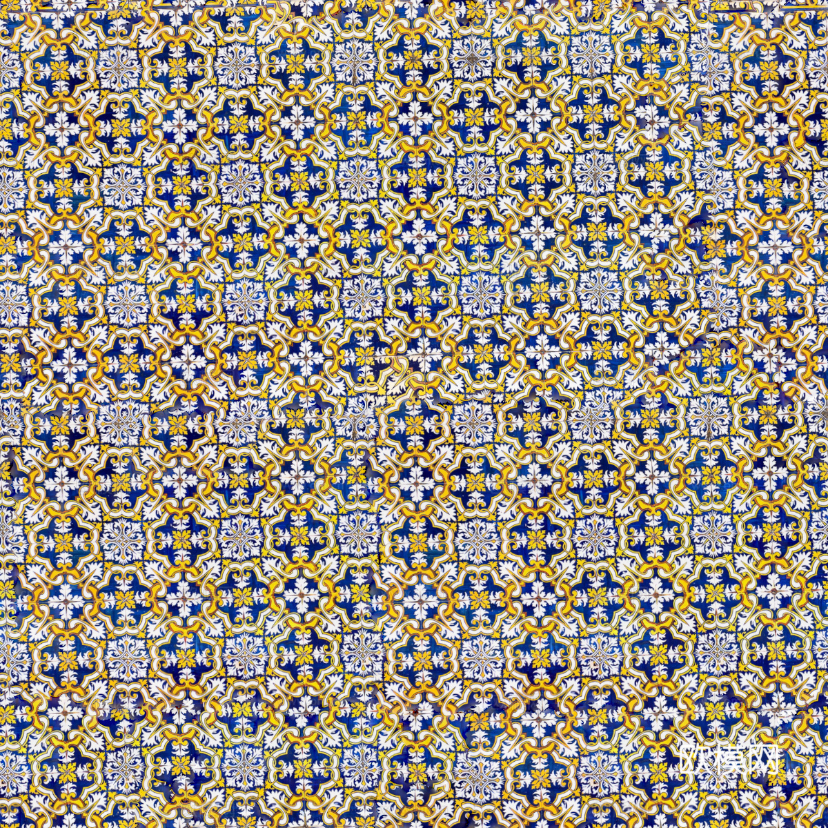 复古经典，民族风几何植物花纹图案花砖瓷砖1