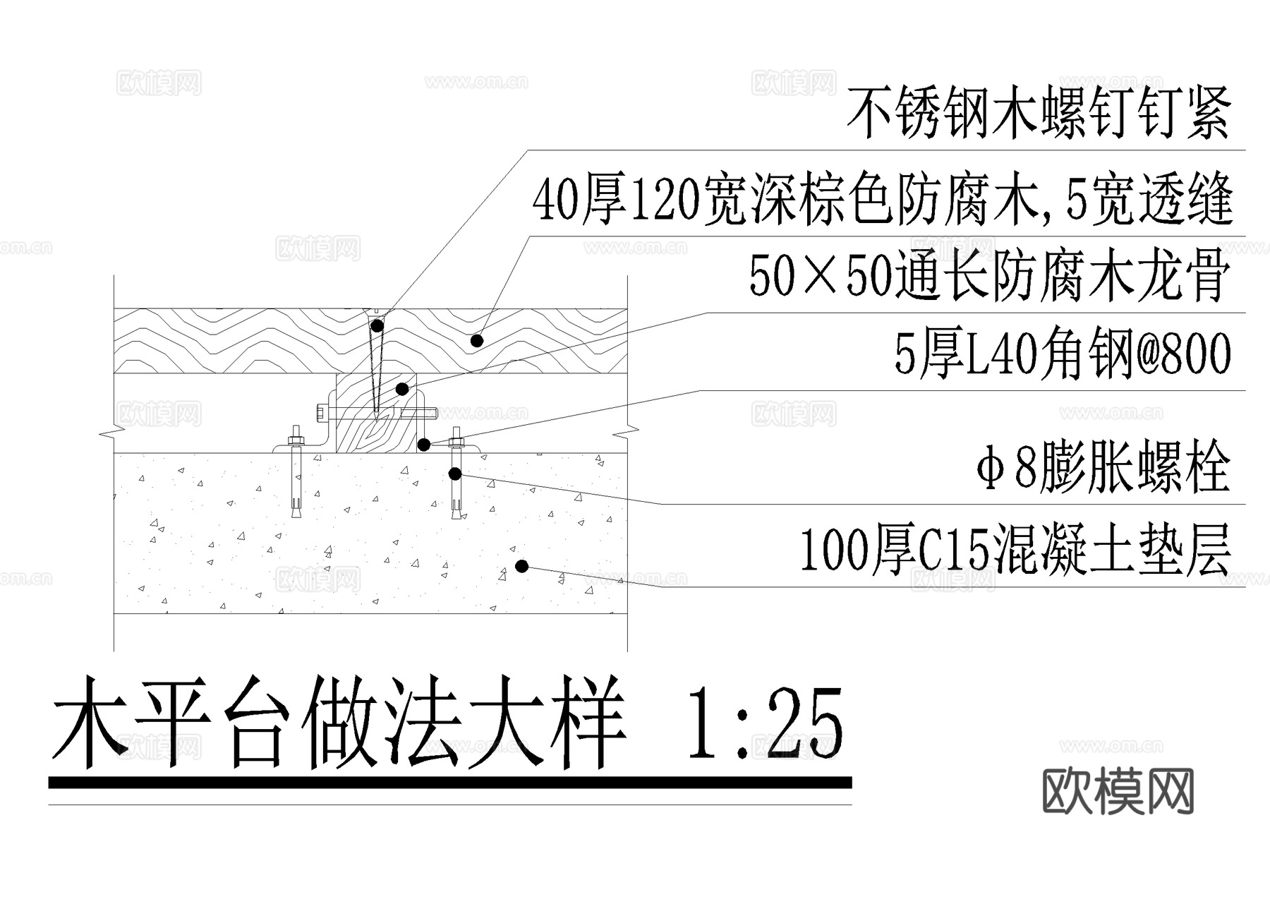 塑木平台 端头 台阶 CAD施工图cad施工图