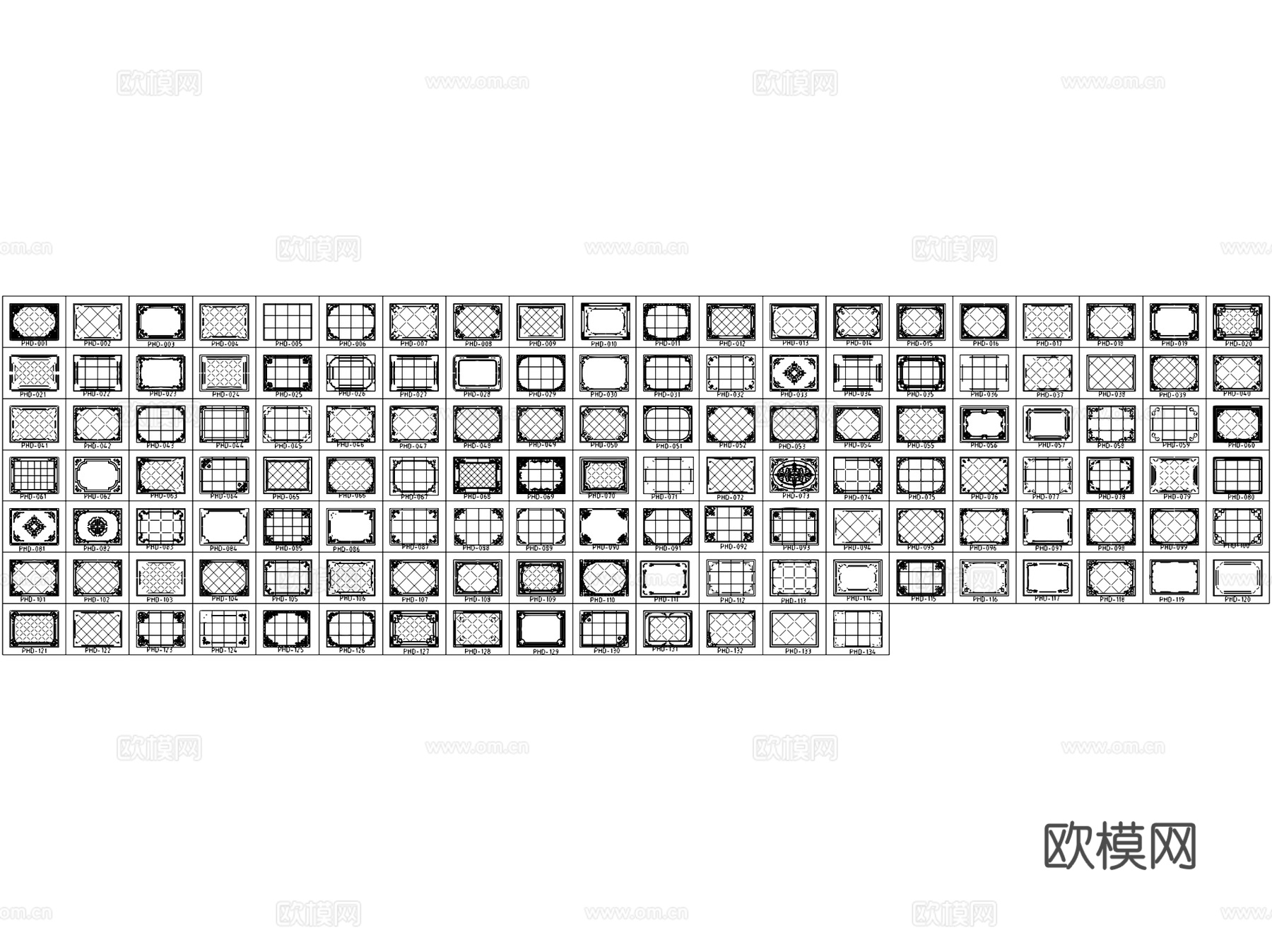 地面铺装拼花雕花花纹角花波导线CAD施工图集 11套cad施工图