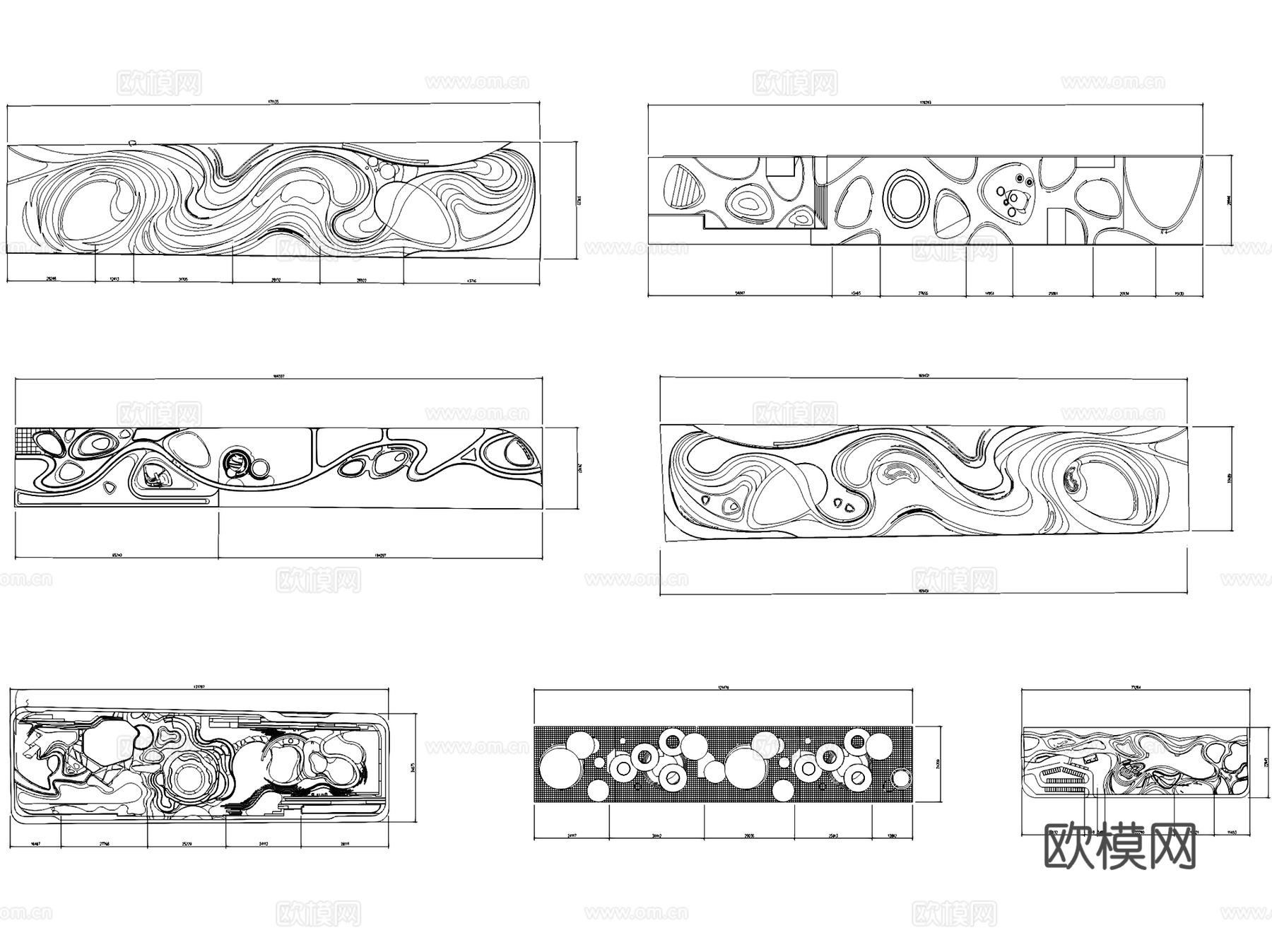 线形口袋街角广场公园景观平面图块CAD施工图集cad施工图