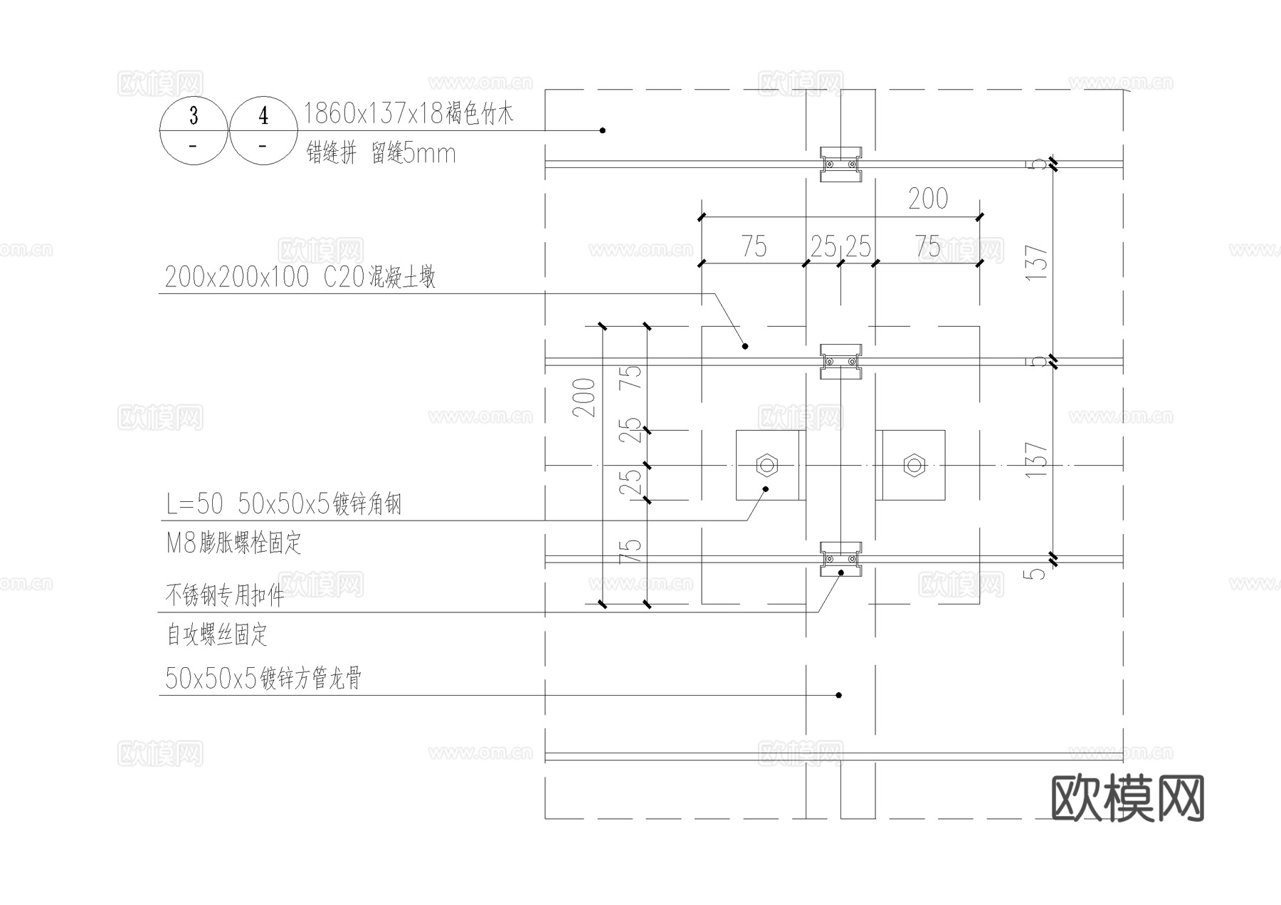 木平台 竹木平台 CAD施工图cad施工图