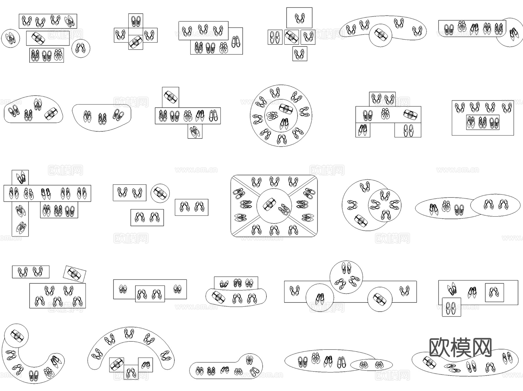 货架柜台展台展柜专柜图块图库CAD施工图集 8套cad施工图