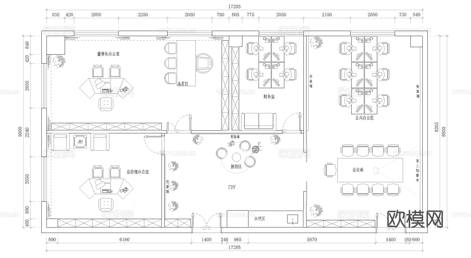 公司办公室 最新平面施工图cad施工图