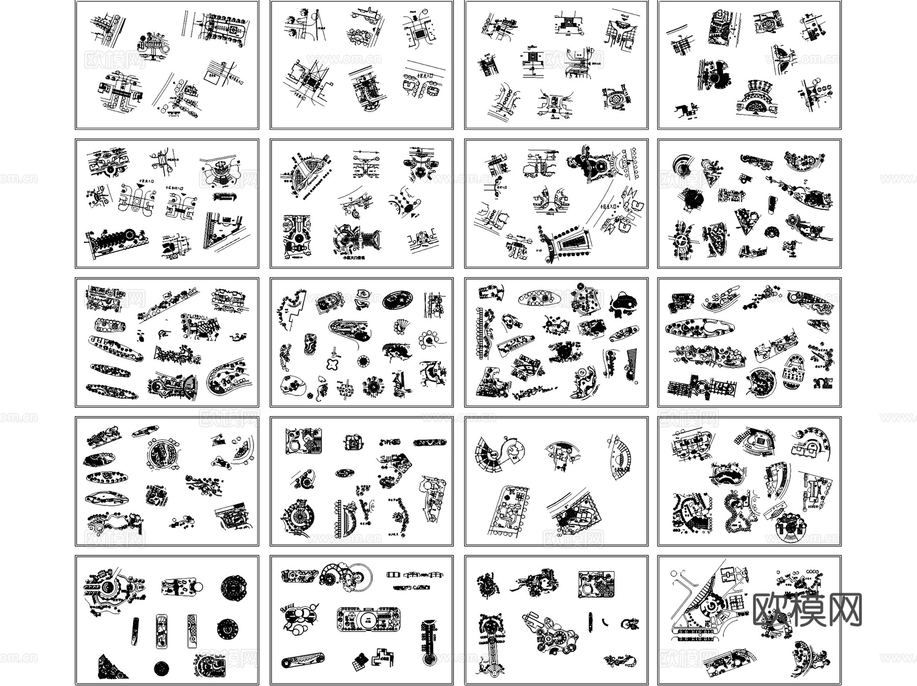 园林景观局部节点平面图块图库CAD施工图集cad施工图cad施工图