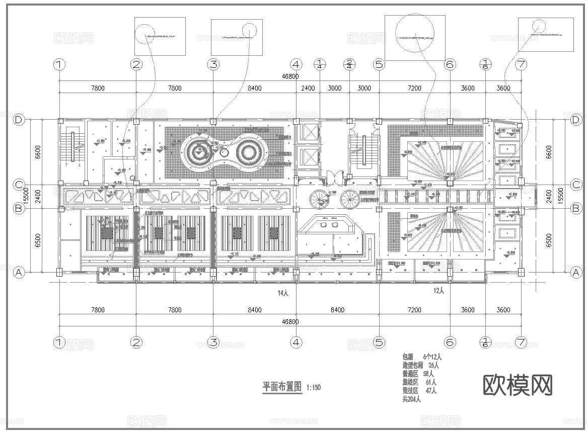 1500平电竞网咖 最新全套施工图cad施工图