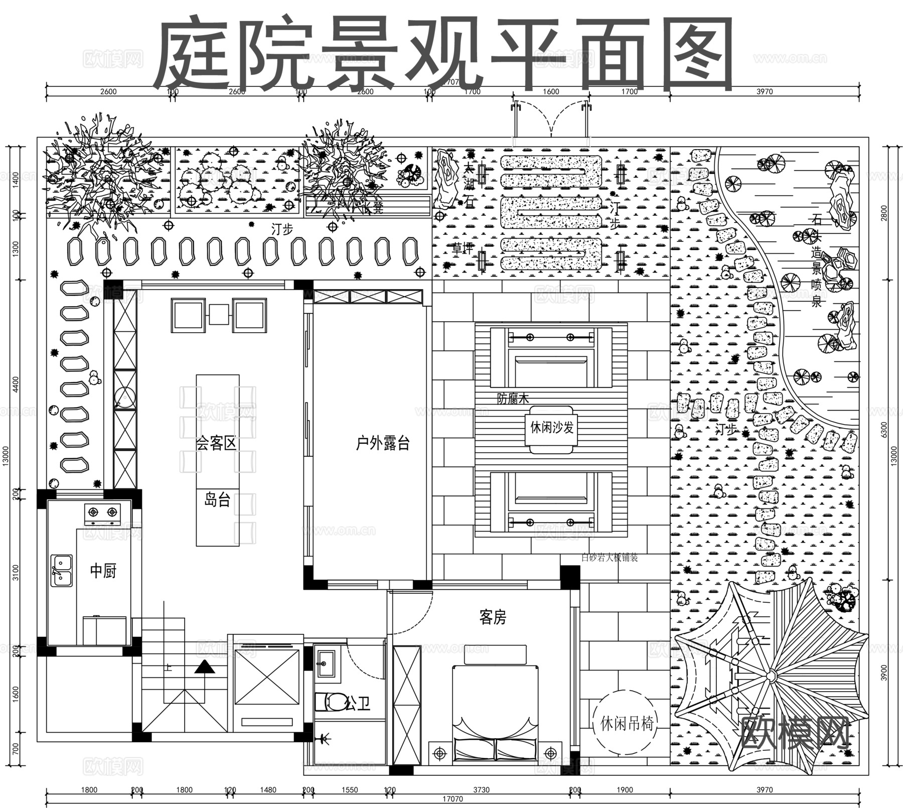 别墅庭院景观平面图cadcad施工图