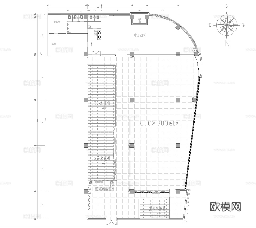 800平电竞网咖 最新全套施工图cad施工图
