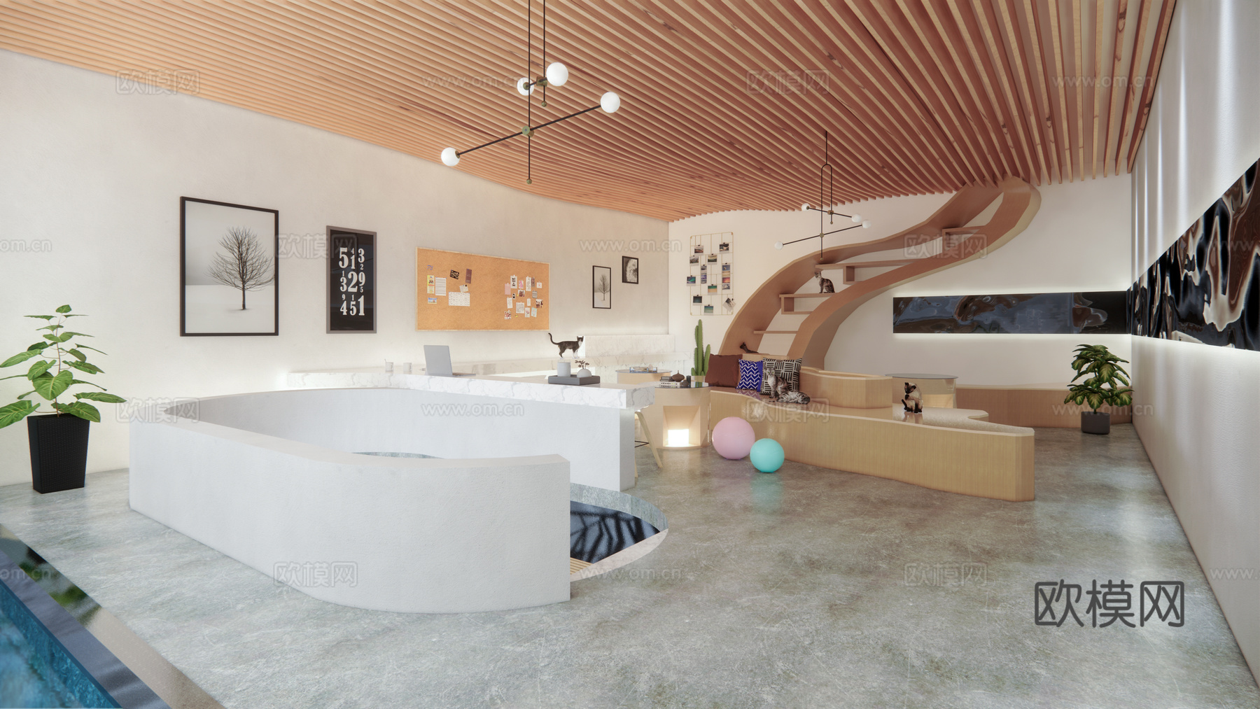 现代猫咖_咖啡店_咖啡馆SU模型su模型