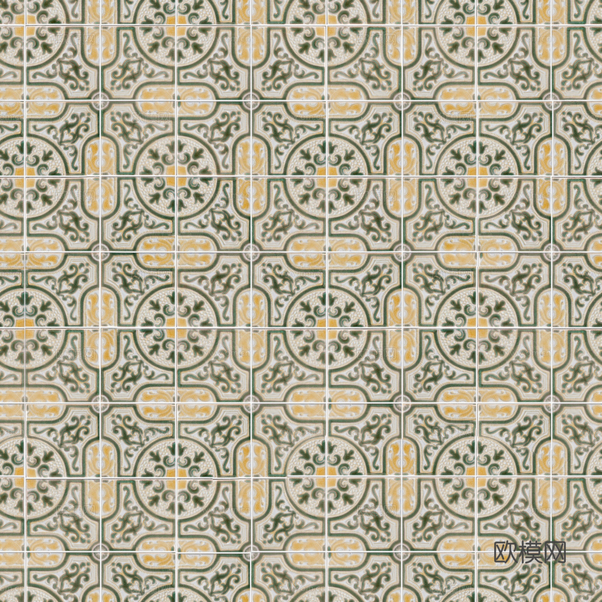 复古经典，民族风几何植物花纹图案花砖瓷砖10