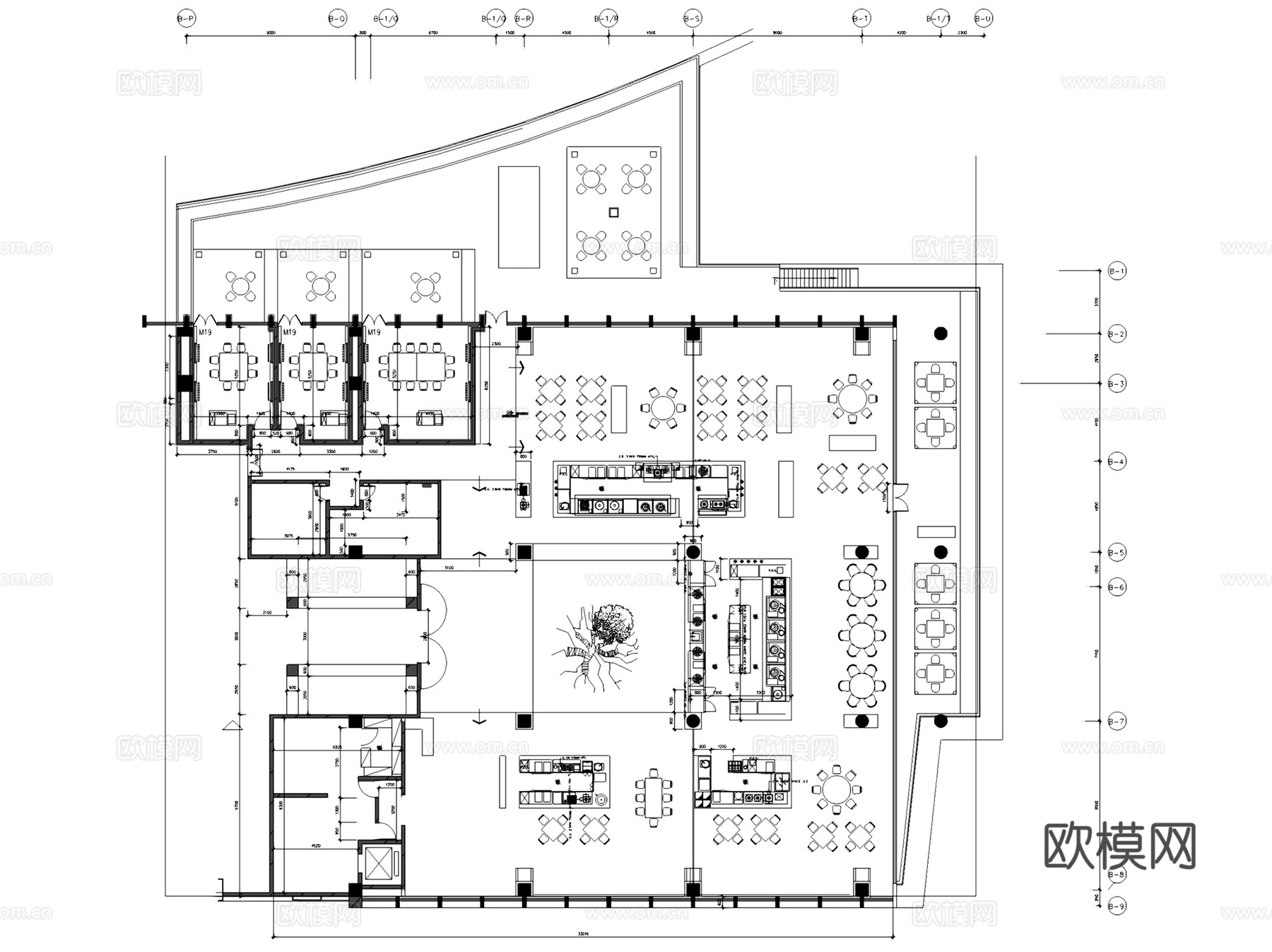 露营风外摆餐厅酒吧咖啡厅室内工装平面图CAD施工图集 7套cad施工图