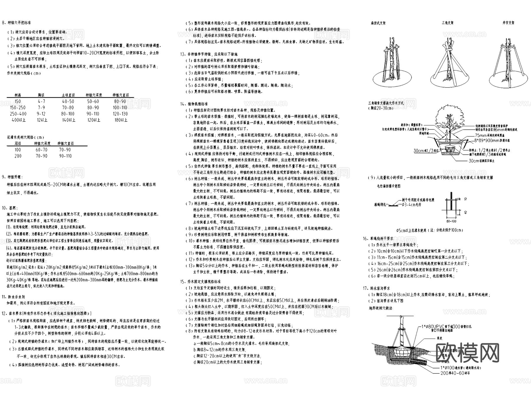 景观植物绿化种植施工设计说明CAD施工图集cad施工图