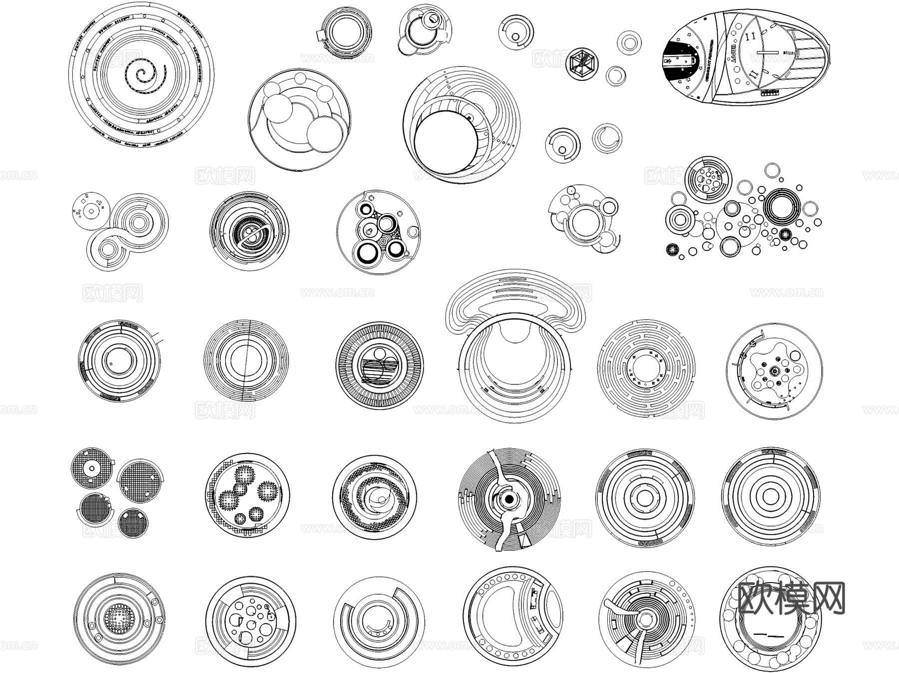 景观圆形树池种植池平面图块图库CAD施工图集cad施工图