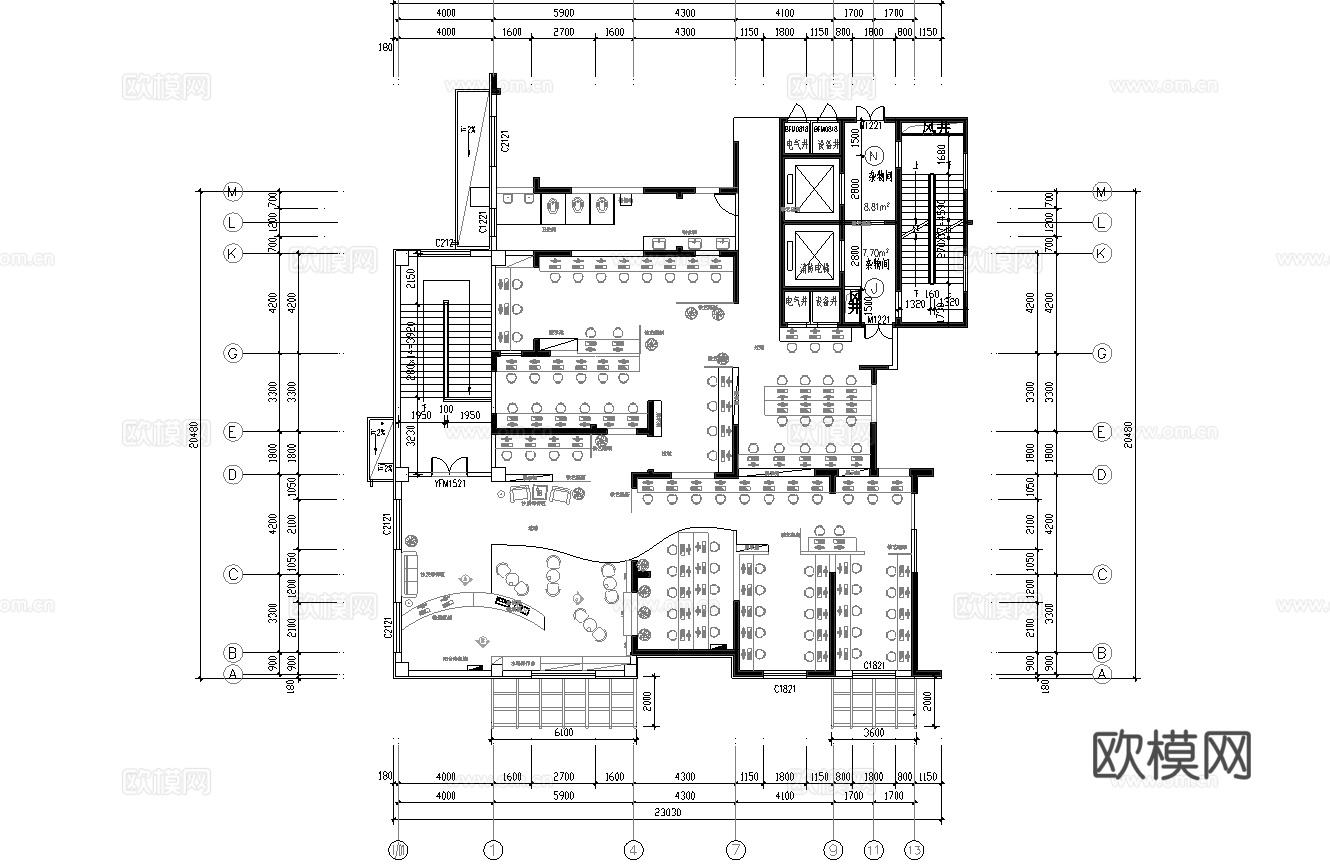 400平电竞网咖 最新平面施工图cad施工图